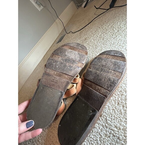 Trendy Fiorentini + Baker Brown Leather Sandals Flat Gladiator Style Size 8.5 - Picture 7 of 9